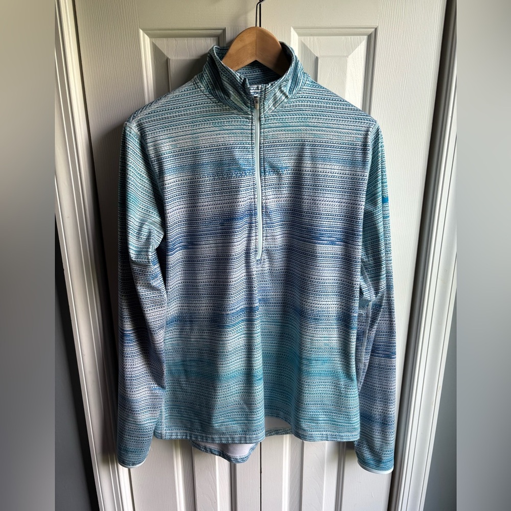 Nike Dri-Fit Womens Blue Striped Quarter Zip  Pullover Activewear Size XL
